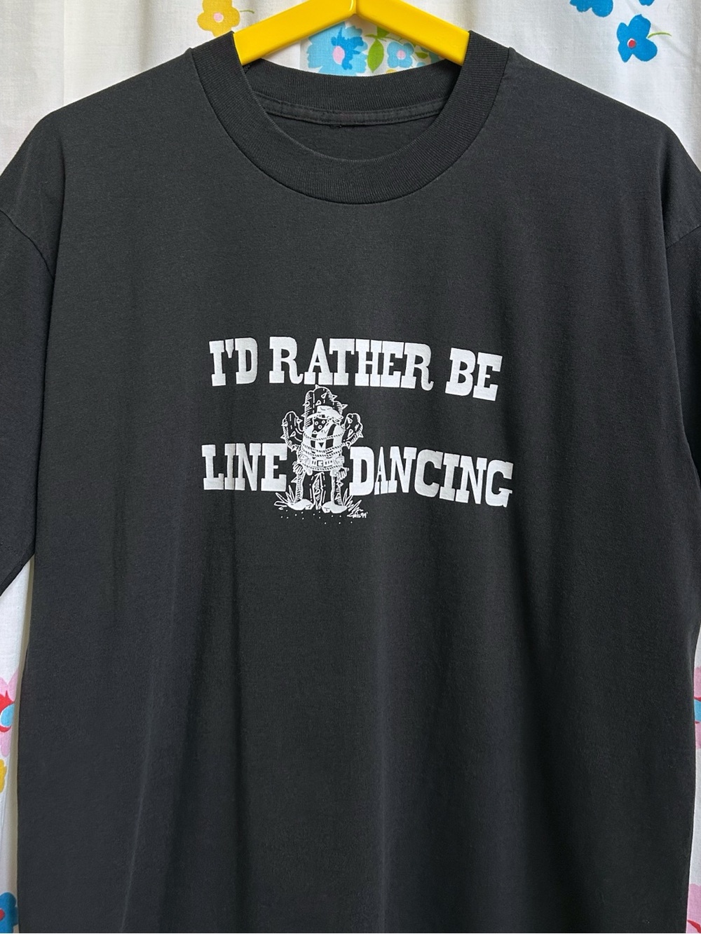 90s vintage "I'd Rather Be Line Dancing" t-shirt single stitch 1994 cartoon